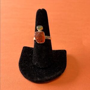 Opal, Sterling and Mexican Fire Opal Ring